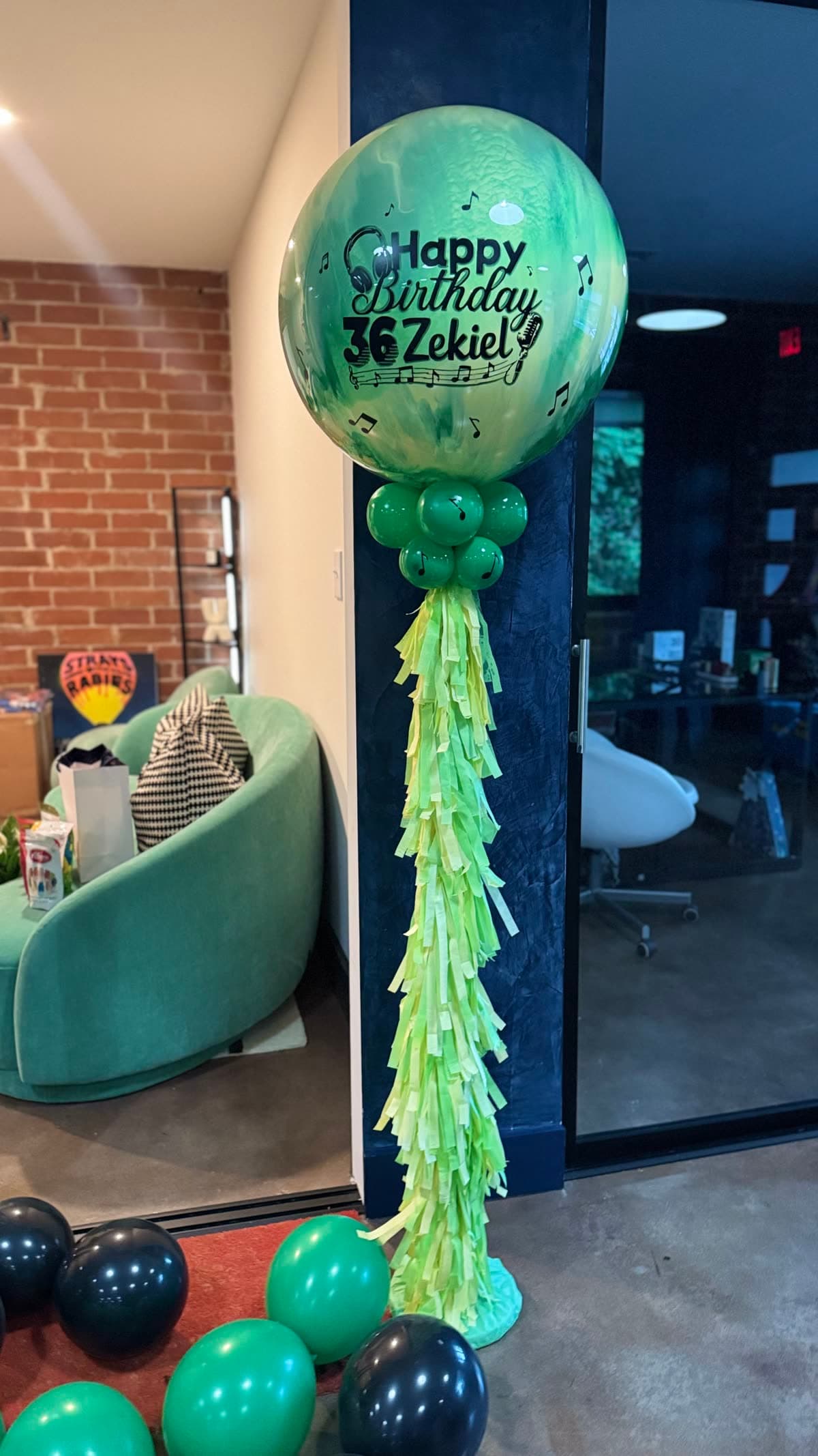 Music-Themed Painted Bubble Birthday Column